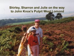 17.5 Shirley, Sharron and Julie on the way to John Knoxs Pulpit, West Lomond Hill